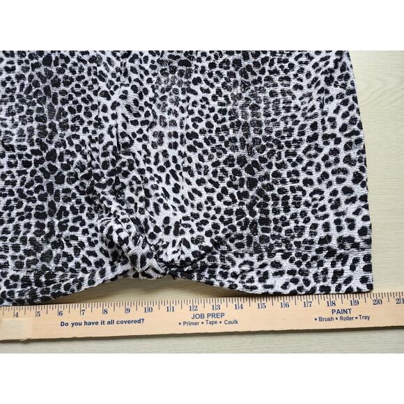 Top/Blouse-Chico's-Black White Leopard-Silver Threads-No Closure-Bottom Tie-3/LG - Picture 12 of 16